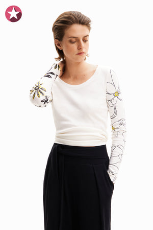 Desigual White Print T-Shirt