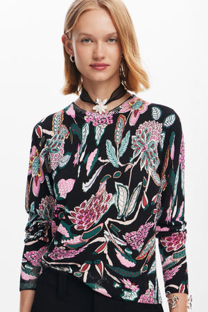 Desigual Black Floral Sweater