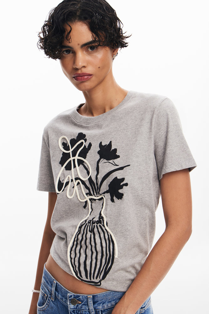 Desigual Grey Vase T-Shirt