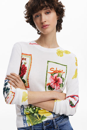 Desigual White Crudo Knit