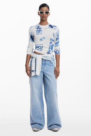 Desigual Blue & White Top