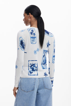 Desigual Blue & White Top