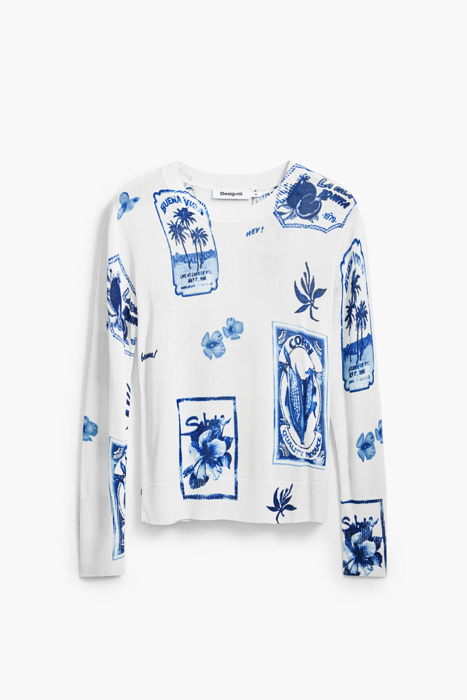 Desigual Blue & White Top