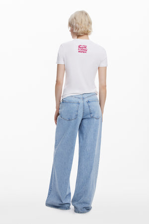 Desigual White T-Shirt with Blue Flowers