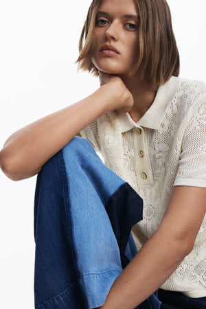 Desigual Cream Mesh Top