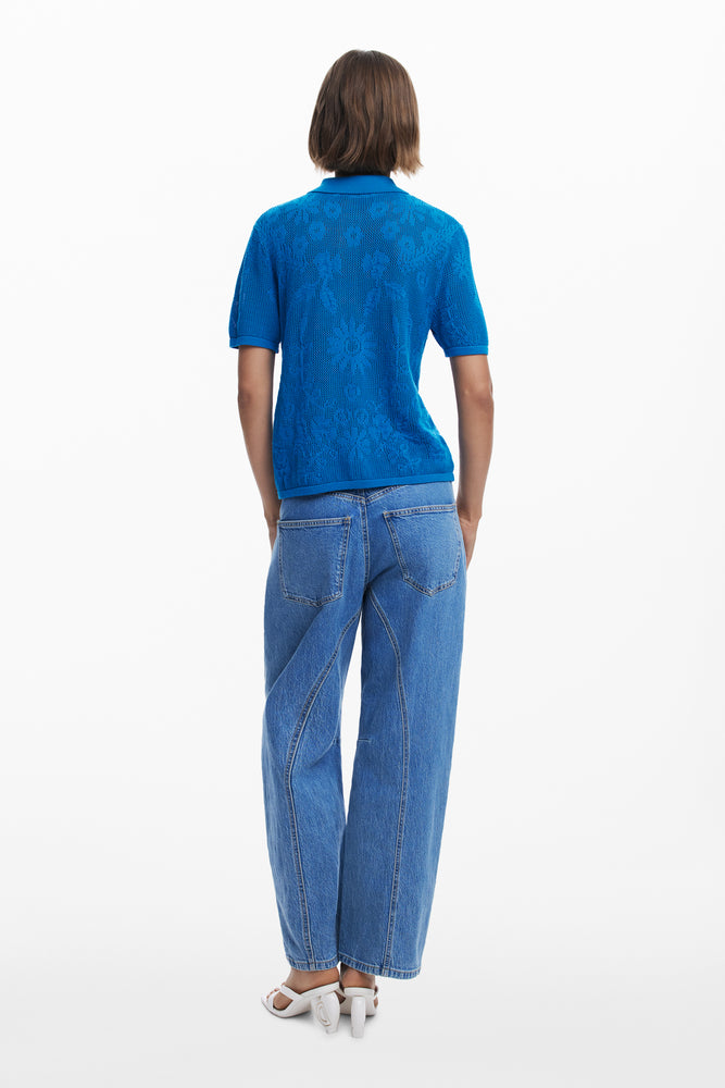 Desigual Blue Mesh Top
