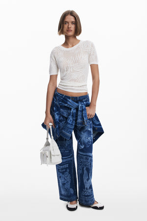 Desigual White Mesh Top