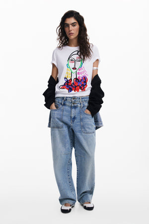 Desigual White T-Shirt with Face