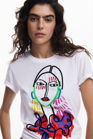 Desigual White T-Shirt with Face