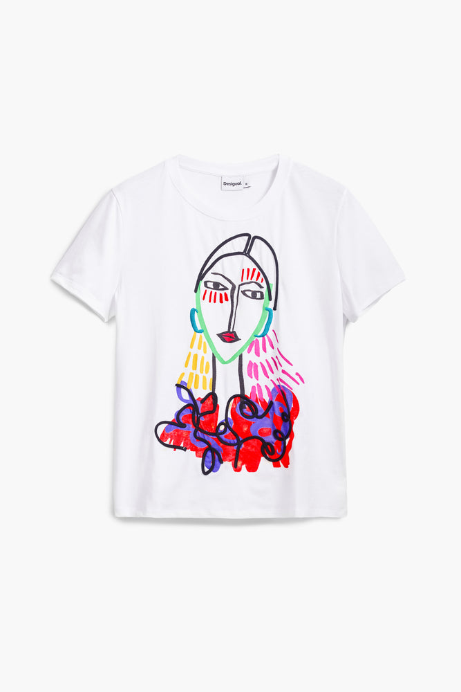 Desigual White T-Shirt with Face