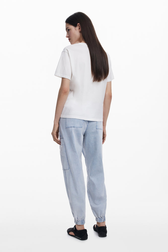 Desigual White T-Shirt with Black Print