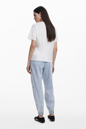 Desigual White T-Shirt with Black Print