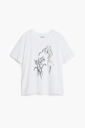 Desigual White T-Shirt with Black Print
