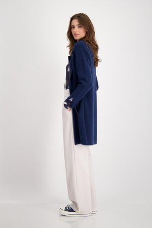 Monari Long Line Blue Knitted Jacket