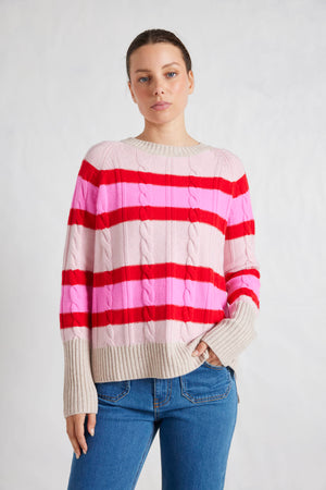 Alessandra Stripe Cable Jumper