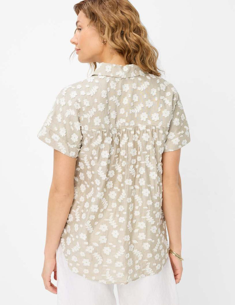 Brax Viv Embroidered Blouse - Soft Greige
