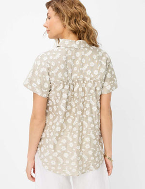 Brax Viv Embroidered Blouse - Soft Greige