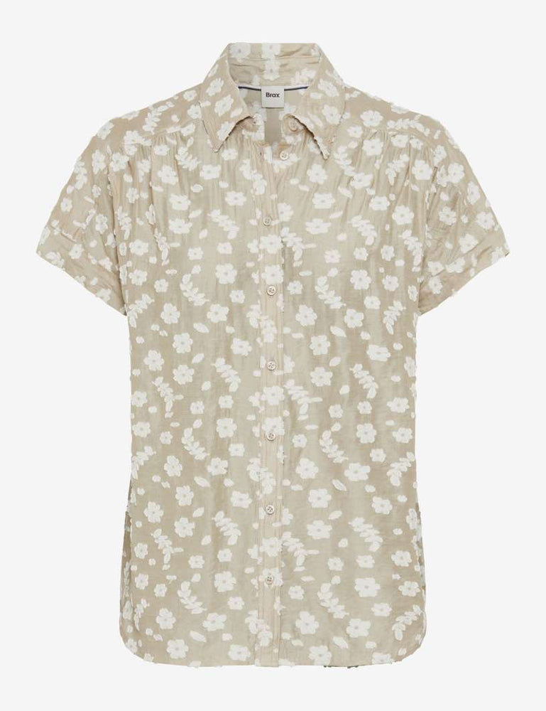 Brax Viv Embroidered Blouse - Soft Greige