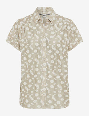 Brax Viv Embroidered Blouse - Soft Greige