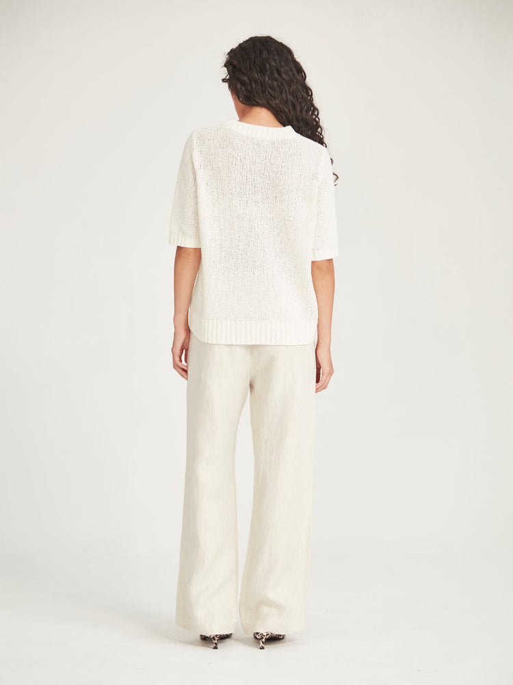 Caroline Sills Gaia Ivory Knit Tee