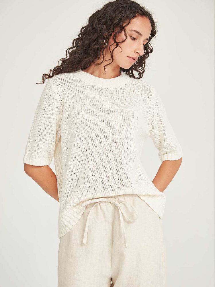 Caroline Sills Gaia Ivory Knit Tee