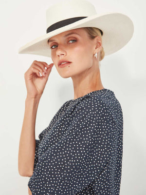 Caroline Sills Navy Spotted Rei Top