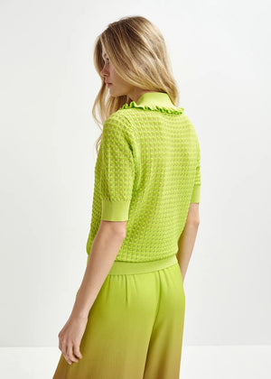 Essentiel Antwerp Polo with Ruffles - Lime Green