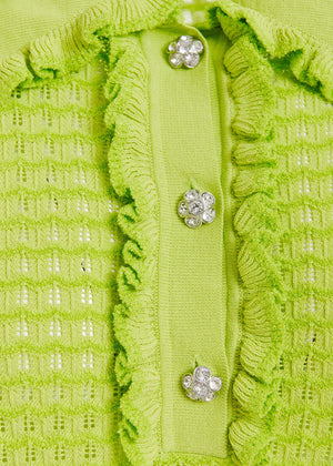 Essentiel Antwerp Polo with Ruffles - Lime Green