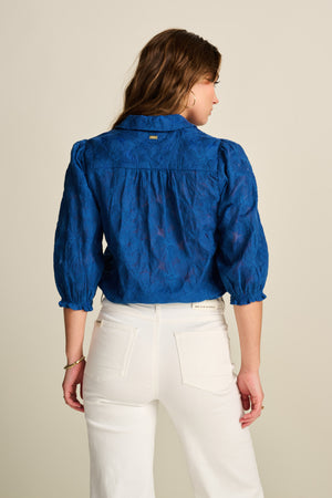 Pom Lace Blue Blouse