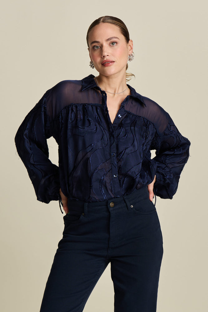 Pom Jacquard Midnight Blouse