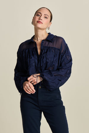 Pom Jacquard Midnight Blouse