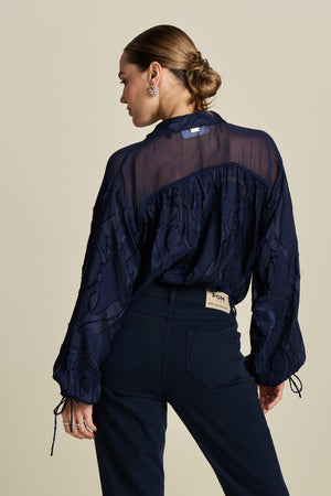 Pom Jacquard Midnight Blouse