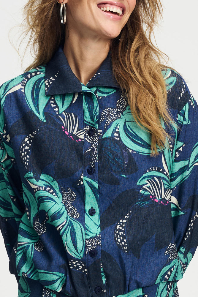 Pom Delicacy Green Print Blouse