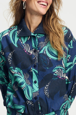Pom Delicacy Green Print Blouse