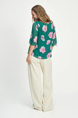 Pom Meadow Flowers Green Top