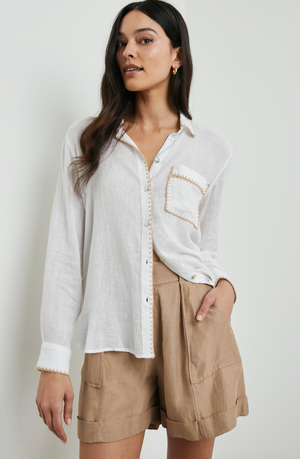 Rails White Blanket Stitch Shirt