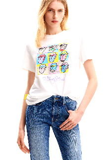 Desigual White Rolling Stones T-Shirt