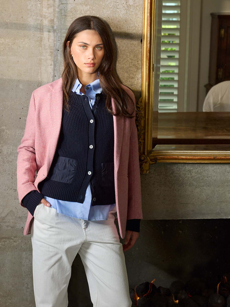 Sills Navy Bodo Ribbed Cardigan