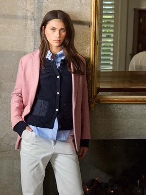 Sills Navy Bodo Ribbed Cardigan
