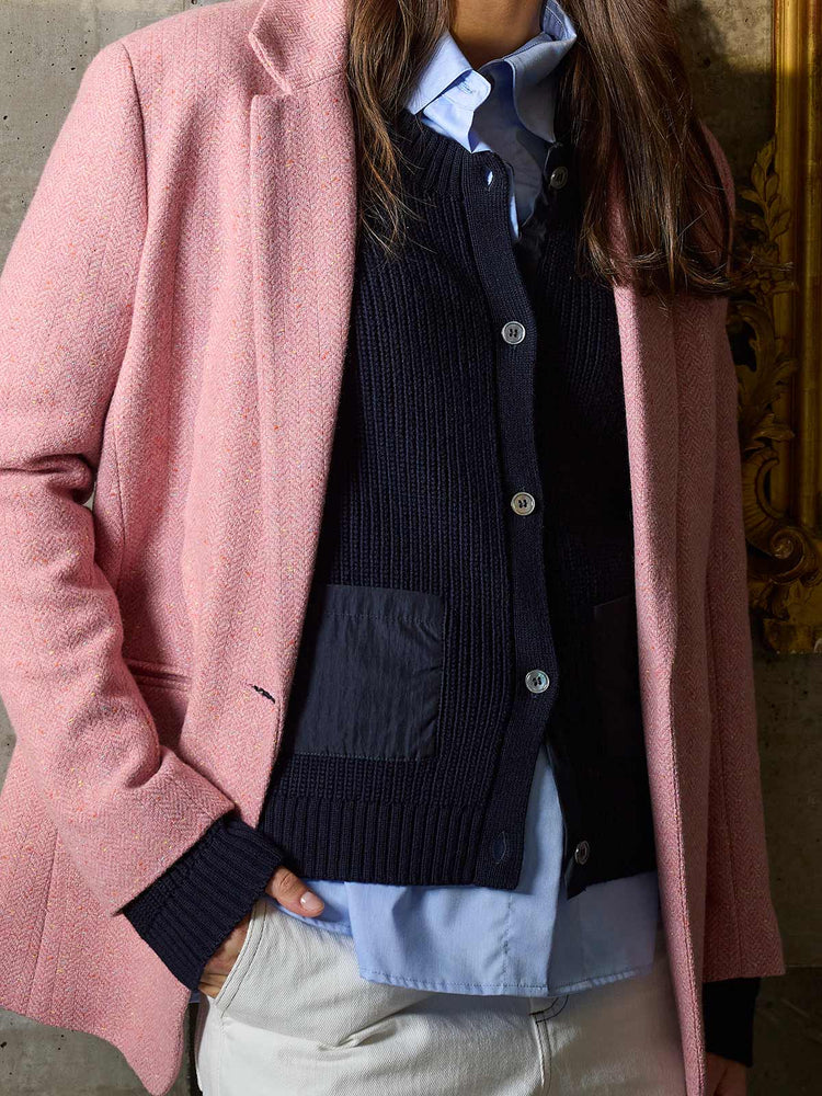 Sills Navy Bodo Ribbed Cardigan