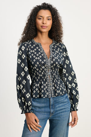 Velvet Midnight Print Blouse