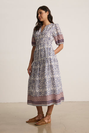 Velvet Cream Floral Print Dress