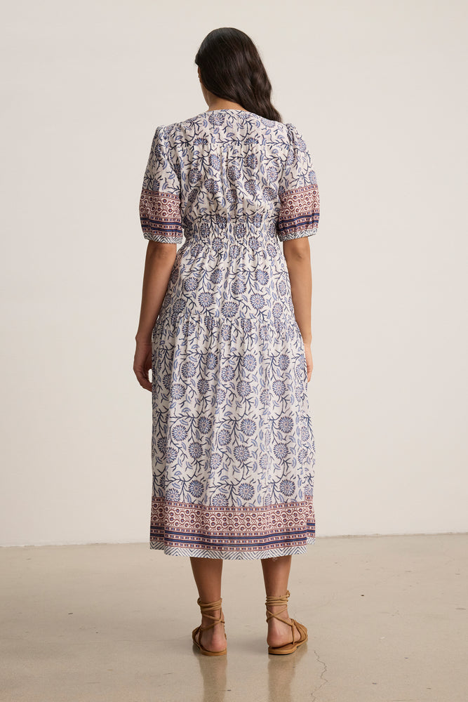 Velvet Cream Floral Print Dress