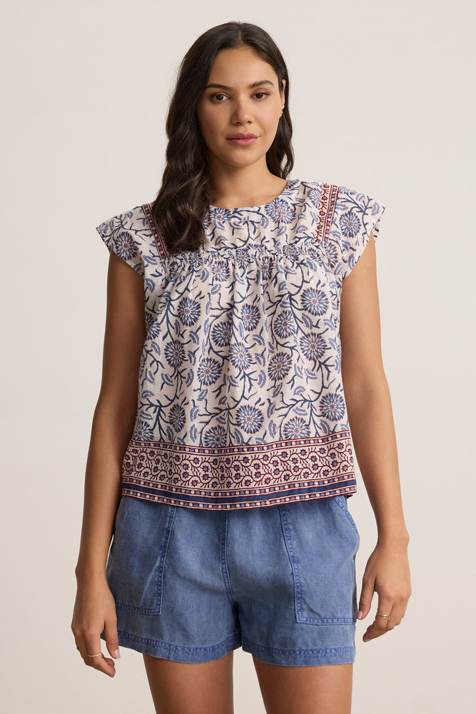 Velvet Cream Floral Top