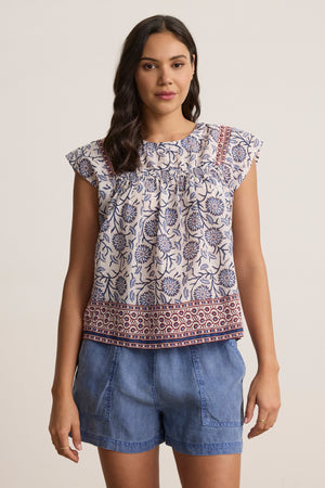 Velvet Cream Floral Top