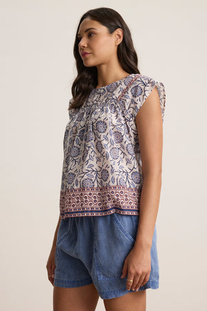 Velvet Cream Floral Top