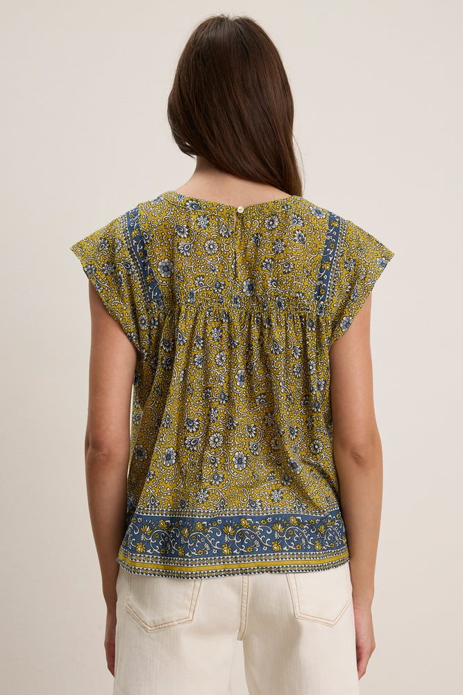 Velvet Cotton Saffron Floral Top