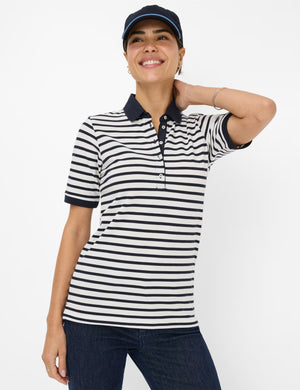 Brax Cleo Polo Shirt - Navy Stripe