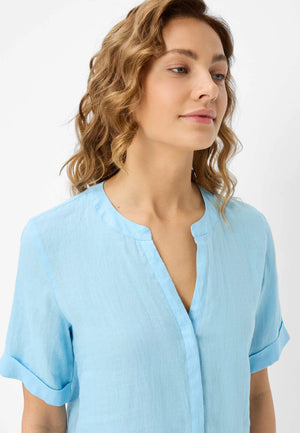 Brax Veri Linen Blouse - Blue Splash
