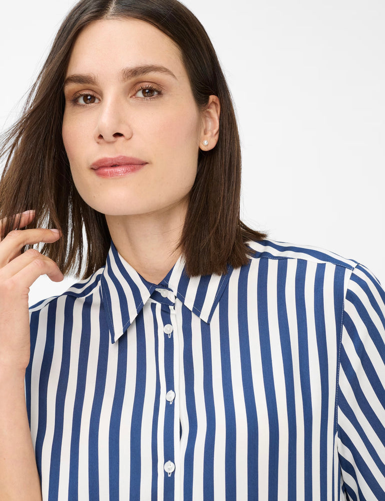 Brax Villy Striped Shirt - Navy/White